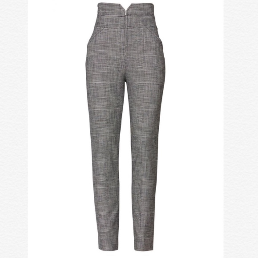 REBECCA TAYLOR NOTCH HIGH WAIST GLEN PLAID PANTS - Picture 5 of 7